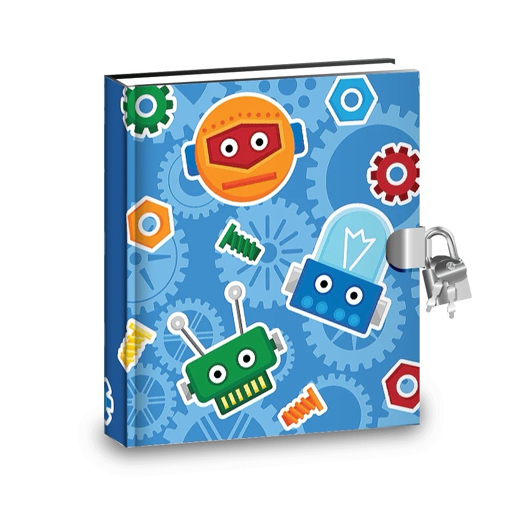 Robot-Themed Kids Diary with Lock - Blue